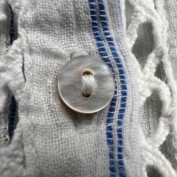 LoveShackFancy Nora Handkerchief Crop Top Blue Stripes Flutter Sleeve Size M - Picture 10 of 12